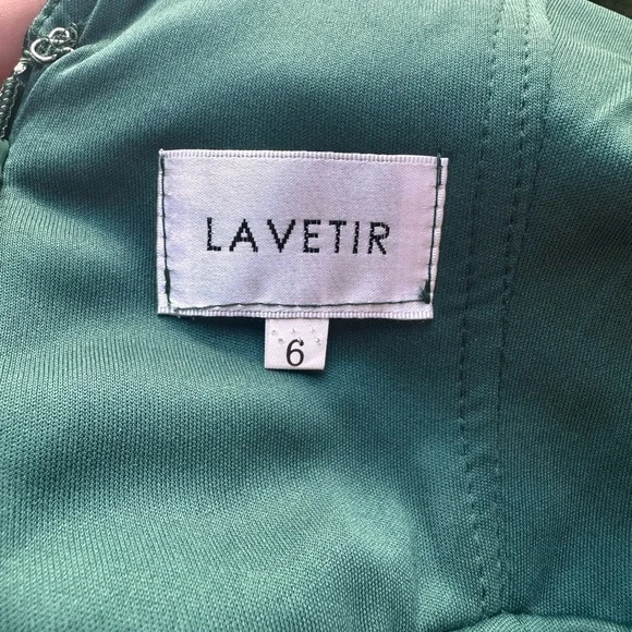 New Lavetir Women's Dress Sheath/Column V-Neck Long Sleeves Formal Green Size 6 - Picture 8 of 11